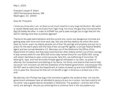 JOE EXOTIC LETTER TO PRESIDENT BIDEN- May 1, 2023
