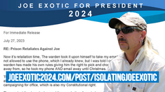 Press Release: Prison Retaliation against Joe Exotic